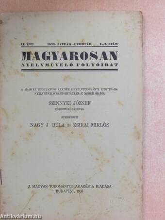 Magyarosan 1933. január-december