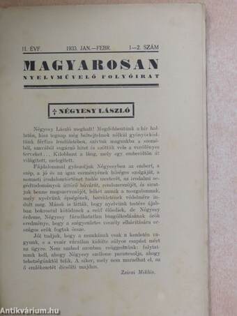 Magyarosan 1933. január-december