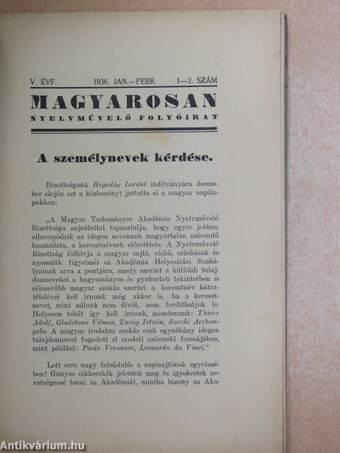 Magyarosan 1936. január-december