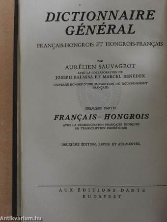 Francia-magyar és magyar-francia nagy kéziszótár I-II.