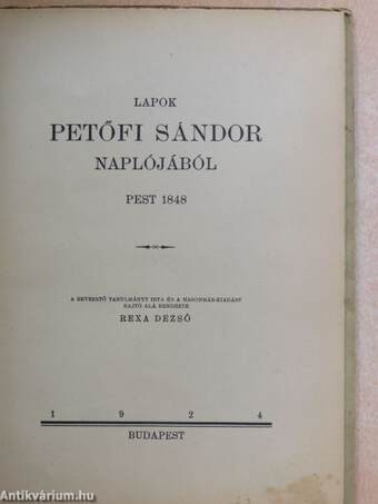 Lapok Petőfi Sándor naplójából - Pest 1848