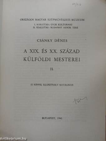 A XIX. és XX. század külföldi mesterei II.