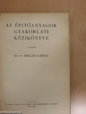 Az épitőanyagok gyakorlati kézikönyve II. (töredék)