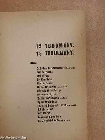 15 tudomány, 15 tanulmány