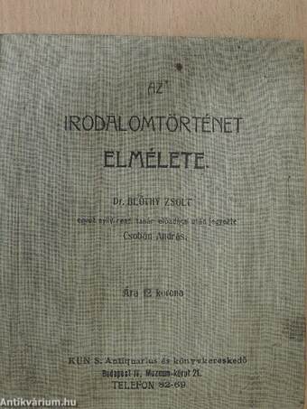 Az irodalomtörténet elmélete 1905/1906. I-II. félév