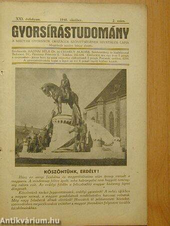 Gyorsírástudomány 1940. október