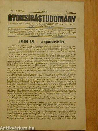 Gyorsírástudomány 1941. május