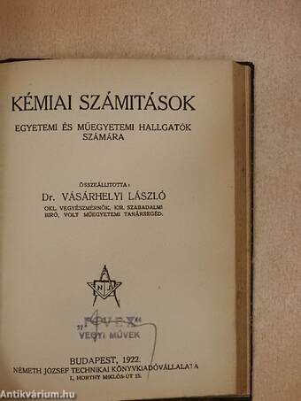 Gyakorlati áruismeret és vegyészeti árúk kézi lexikonja/Kémiai számitások