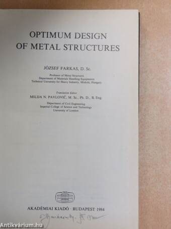 Optimum design of metal structures