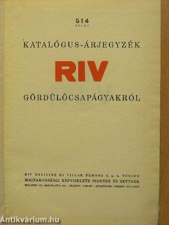 514 számú katalógus-árjegyzék RIV gördülőcsapágyakról