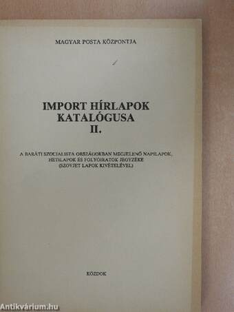 Import hírlapok katalógusa II.