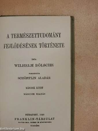 A természettudomány fejlődésének története II. (töredék)