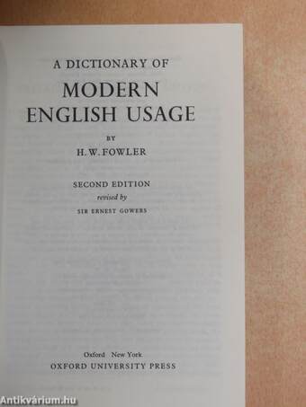 A Dictionary of Modern English Usage