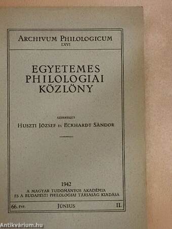 Egyetemes Philologiai Közlöny 1942. június