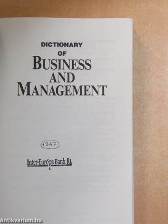 Dictionary of Business and Management