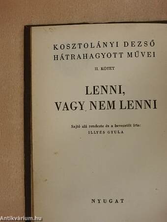 Lenni, vagy nem lenni