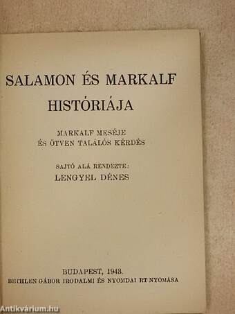 Salamon és Markalf históriája