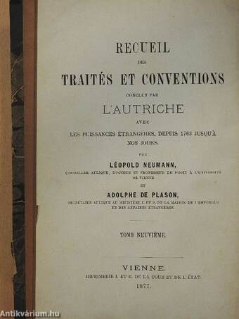 Recueil des Traités et Conventions Conclus par l'Autriche III.