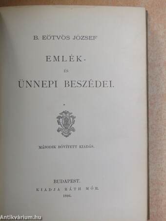 B. Eötvös József emlék- és ünnepi beszédei