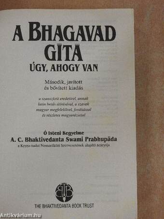 A Bhagavad-Gítá, úgy, ahogy van