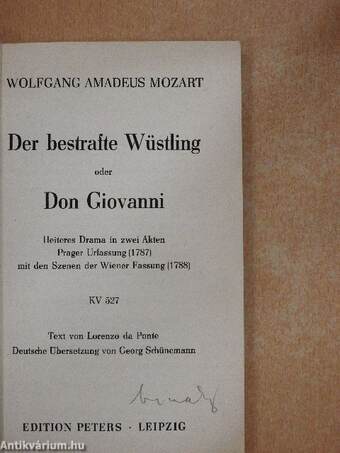 Der bestrafte Wüstling oder Don Giovanni/Il Dissoluto punito ossia il Don Giovanni