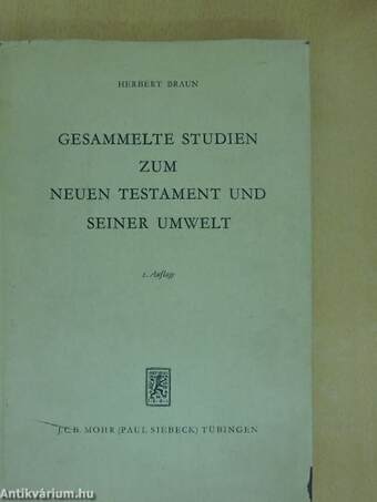 Gesammelte Studien zum Neuen Testament und Seiner Umwelt