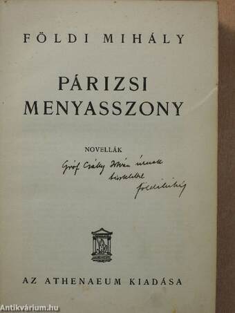 Párizsi menyasszony (dedikált példány)