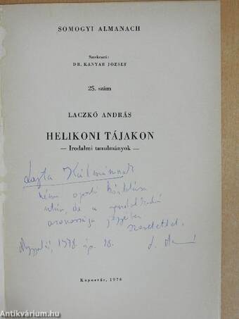 Helikoni tájakon (dedikált példány)