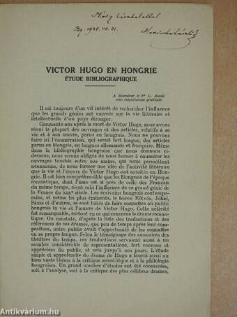 Victor Hugo en Hongrie (dedikált példány)