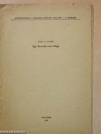 Egy Reverdy-vers világa (dedikált példány)