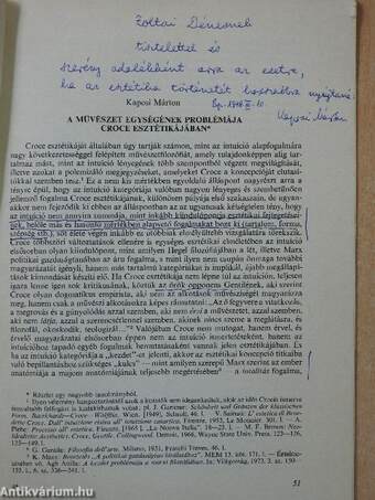 A művészet egységének problémája Croce esztétikájában (dedikált példány)