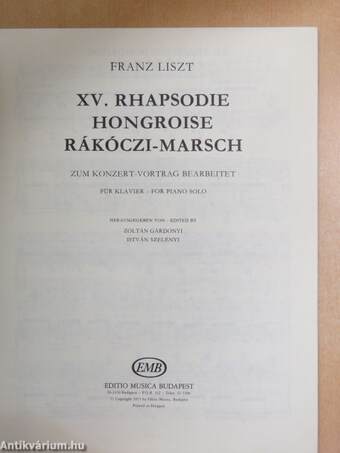 XV. Rhapsodie hongroise