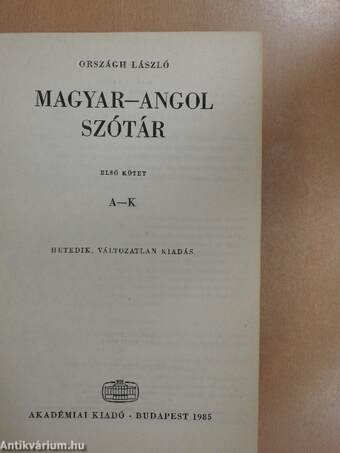 Magyar-angol szótár I-II.