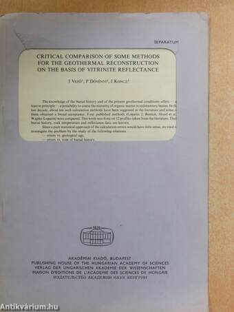 Critical comparison of some methods for the geothermal reconstruction on the basis of vitrinite reflectance