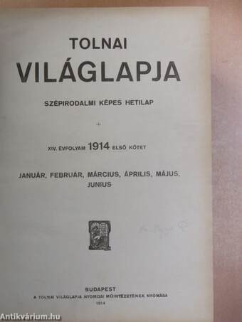 Tolnai Világlapja 1914. I-II. (nem teljes évfolyam)