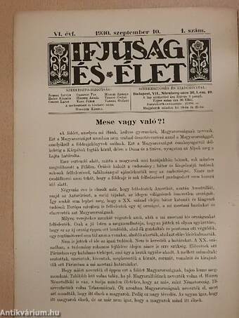 Ifjúság és Élet 1930. szeptember 10.