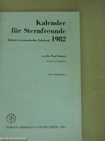 Kalender für Sternfreunde 1982