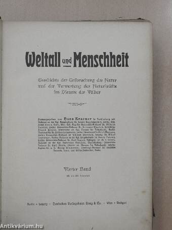 Weltall und Menschheit IV. (gótbetűs) (rossz állapotú)