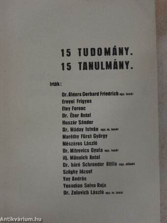 15 tudomány, 15 tanulmány