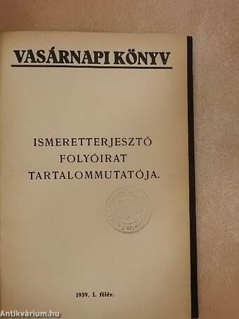 Vasárnapi Könyv 1939. I.
