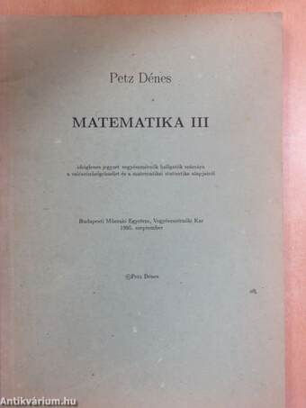 Matematika III.