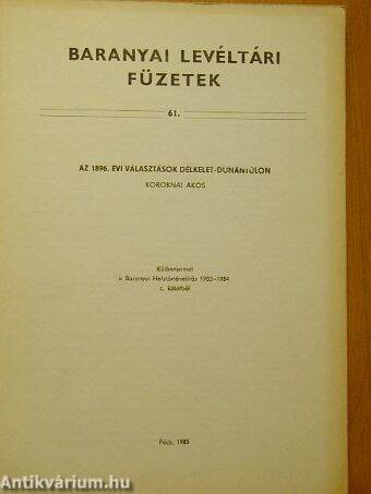 Az 1896. évi választások Délkelet-Dunántúlon