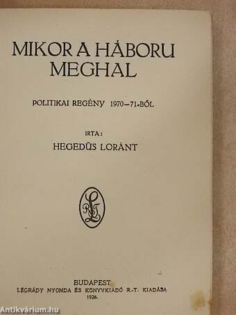 Mikor a háboru meghal