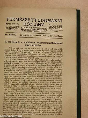 Természettudományi Közlöny 1922. január-december