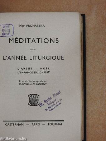 Méditations pour l'année liturgique I.