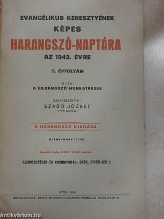 Evangélikus keresztyének képes Harangszó-naptára az 1942. évre