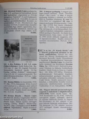 A Krisztina Antikvárium 33. könyv-, fénykép-, kézirat-, plakát- és térkép árverése