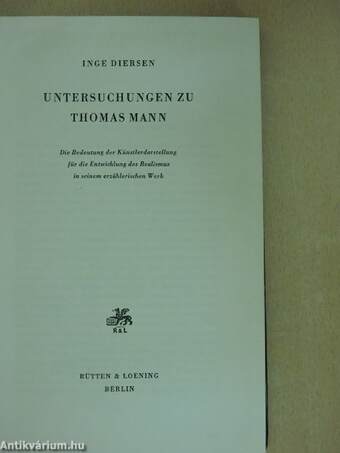 Untersuchungen zu Thomas Mann