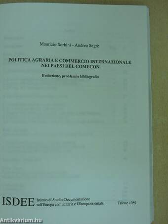 Politica Agraria e Commercio Internazionale nei Paesi del Comecon