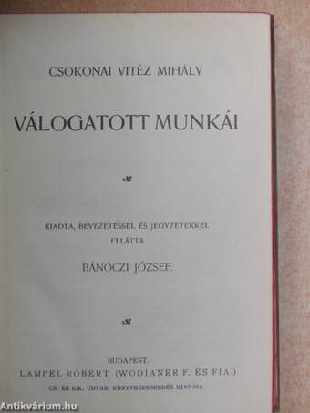 Csokonai Vitéz Mihály válogatott munkái